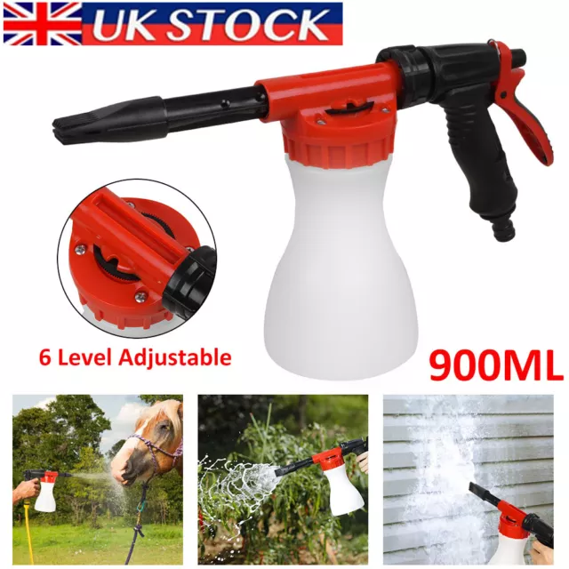 900ML Snow Foam Car Wash Spray Gun Lance Hose Pipe Foam Bottle 2.5-6 bars Adjust