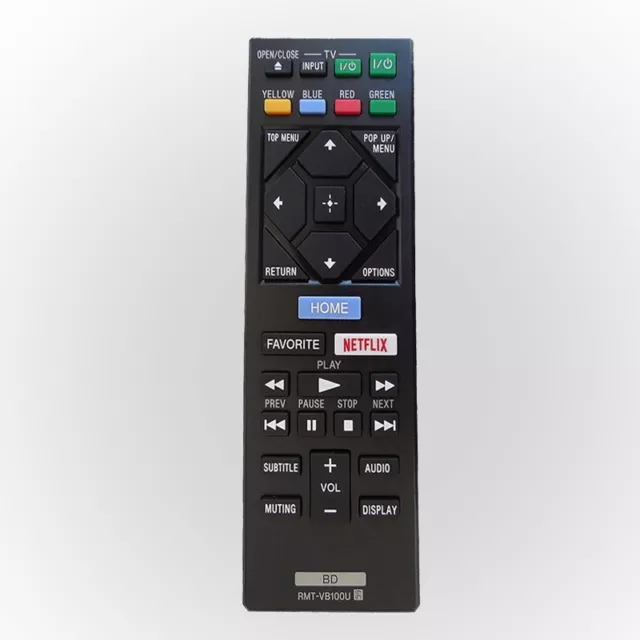 Télécommande fiable performances RMTVB100U pour lecteur DVD Bluray noir