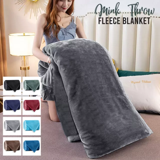 Large Throw Fleece Blanket Thick Fluffy Warm Bed Sofa Throw Camping Blankets UK