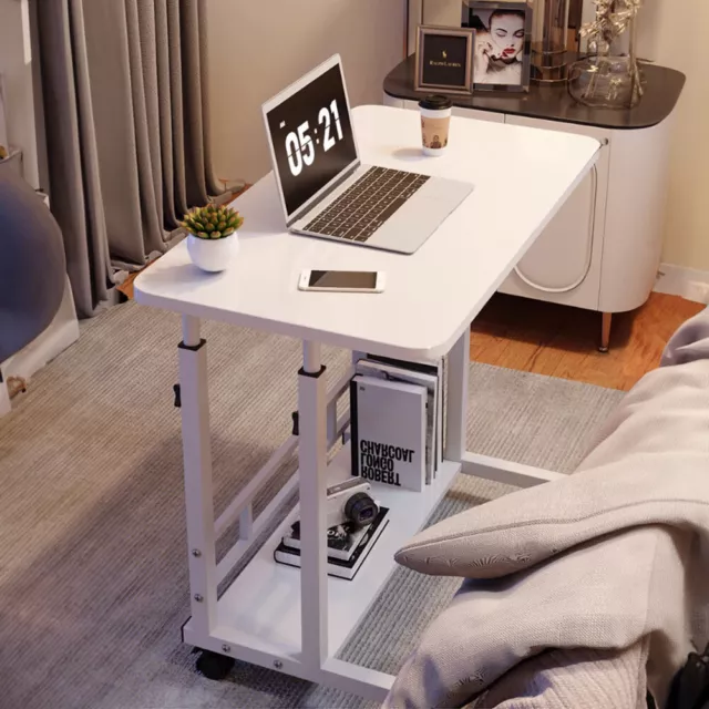 Height Adjustable Small PC Computer Desk Mobile Over Bed Table Laptop Stand PC