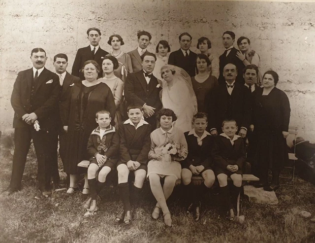 Ancienne Photo De Mariage Allemagne – Invités En Groupe, Tirage Original 1920