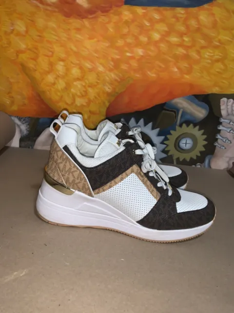SIZE 9 WOMEN'S Sneakers Michael Kors Maddy Mixed Media Trainer Vanilla  Shoes $0.99 - PicClick
