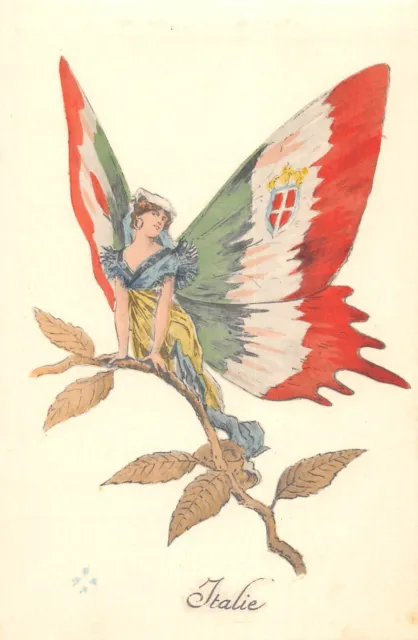 Cpa Guerre / Illustrateur Patriotique Femme Italie