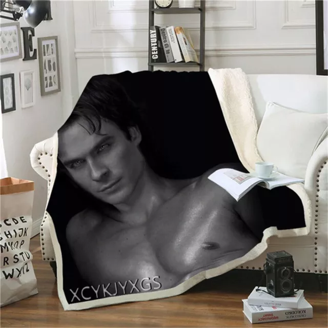 THE VAMPIRE DIARIES Damon Salvatore 3D Printed Velvet Plush Throw