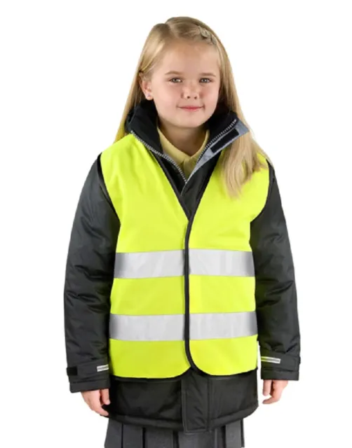 Fluorescente Giallo O Arancione Ragazzi Bambini Alto Hi Visibilità Safety Gilet