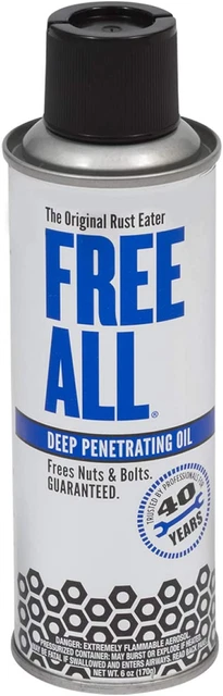 Free All Deep Penetrating Oil Rust Remover, Loosen Rusty Nuts & Bolts, Screws, C