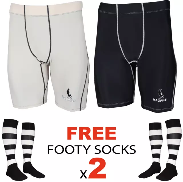 Magpies Compression Tights Football Shorts Mens Youth Skins + Collingwood Socks