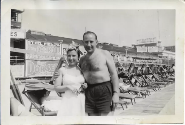 Couple Photograph Steel Pier Atlantic City New Jersey 1950s Travel 3 1/2 x 5 1/8