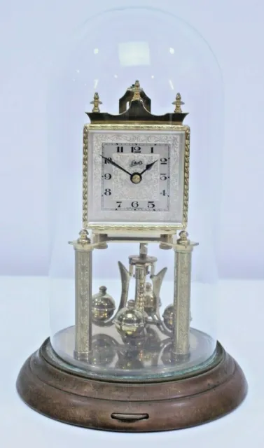 VTG Schatz W. Germany Desk Clock Glass Dome Square Face 1954 MCM Art Deco Table