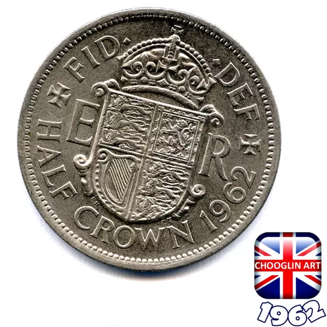 A BRITISH 1962 ELIZABETH II HALF CROWN coin, 62 Years Old!