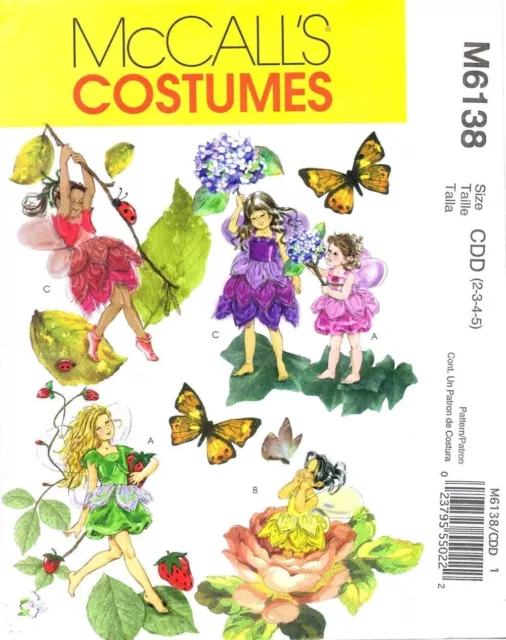 Mccalls Sewing Pattern 6138 Girls 6-8 Fairy Costumes - Dress, Bolero & Wings