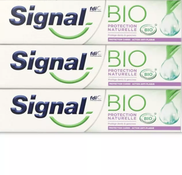 Lot de 3 dentifrices signal BIO protection naturelle menthe  (75 ml x 3)