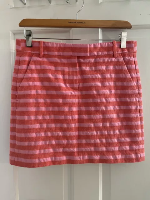 J. CREW WOMEN'S Pink Orange Striped Mini Skirt Size 4 $14.00 - PicClick