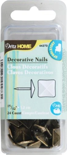 Dritz Home 44273 Square Decorative Nails 7/16-Inch Antique Brass 24-Piece