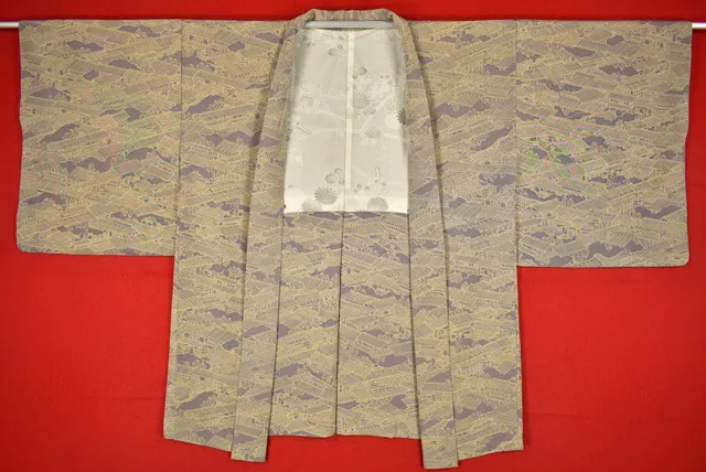 Vintage Japanese Kimono Silk Antique BORO HAORI Kusakizome Dyed/A635/505