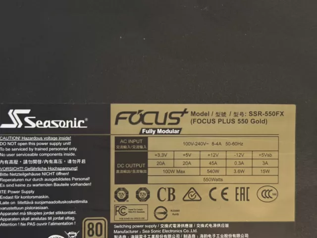 Seasonic Focus Plus 80+ Gold 550W PSU Fully Modular PSU Power Supply 2
