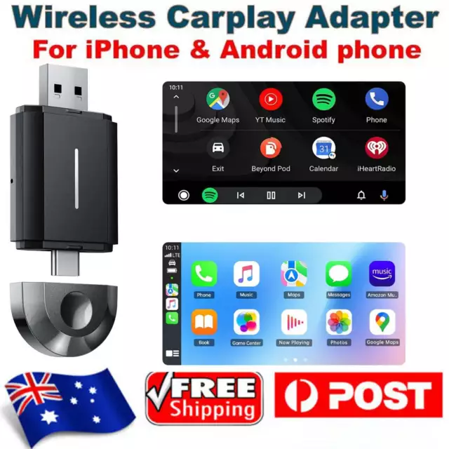 2in1 Wireless Apple Carplay Adapter USB Bluetooth Dongle for iPhone Android Auto