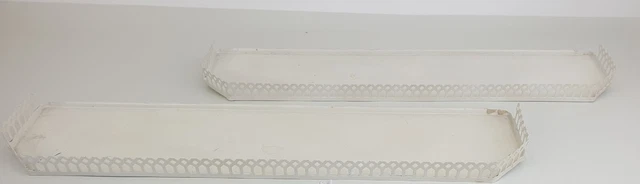 VTG Mid Century Modern 22x5"  Pair Wall Mounted Metal Shelves White Reticulated