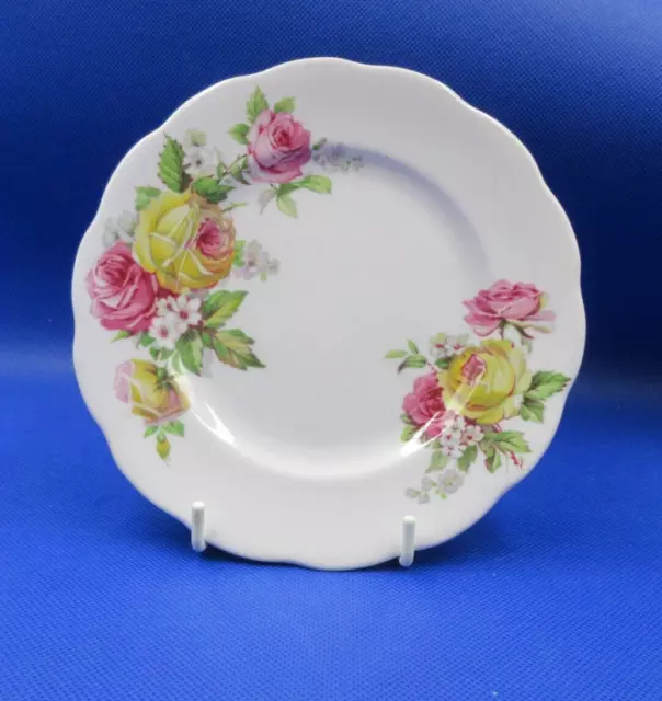 VINTAGE Queen Anne  BONE CHINA  Pink Roses ENGLAND  16 cm side plate