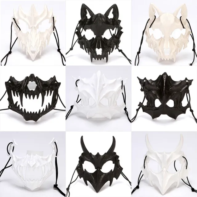 Costume Mask Black / White Half-face Mask Dragon Tiger Man Wolf Cosplay ProYR u