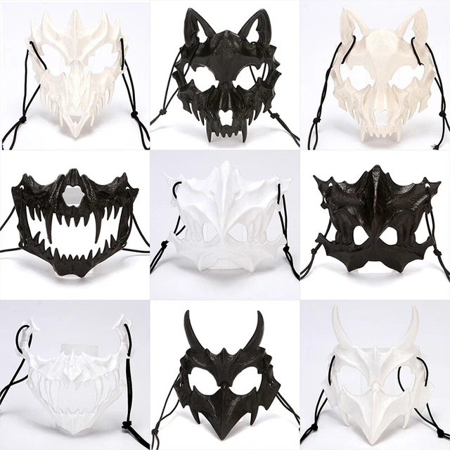 Costume Mask Black / White Half-face Mask Dragon Tiger Man Wolf Cosplay ProYR u