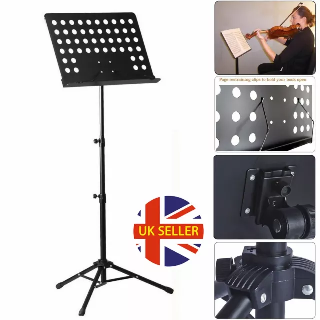 Foldable Heavy Duty Music Stand Conductor Orchestral Note Sheet Holder Tripod 3