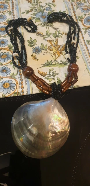 Collier Artisanal Africain Bleu Et Marron - Bijou Ethnique Occasion