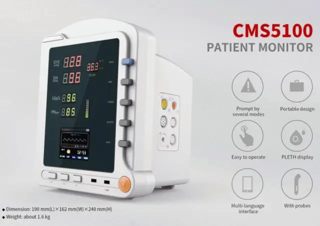 CMS5100 moniteur patient moniteur de signes vitaux multiparamètre SPO2,NIBP,PR