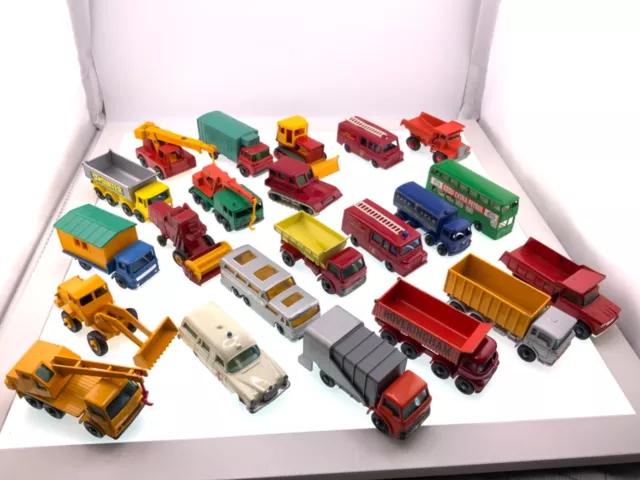 Lot Of 22 Vintage Lesney Matchbox Trucks Tractors Very Good To Excellent Nice