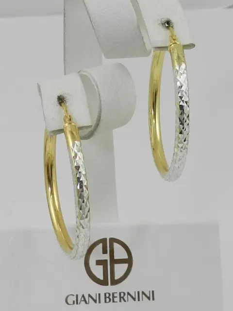 GIANI BERNINI  Two-Tone Textured Hoop Earrings 18k Gold over Sterling Silver