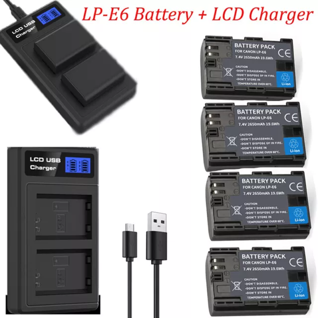 LP-E6 LP-E6N Battery / LCD Charger For Canon EOS 5D Mark II/III/IV EOS 6D 7D 60D