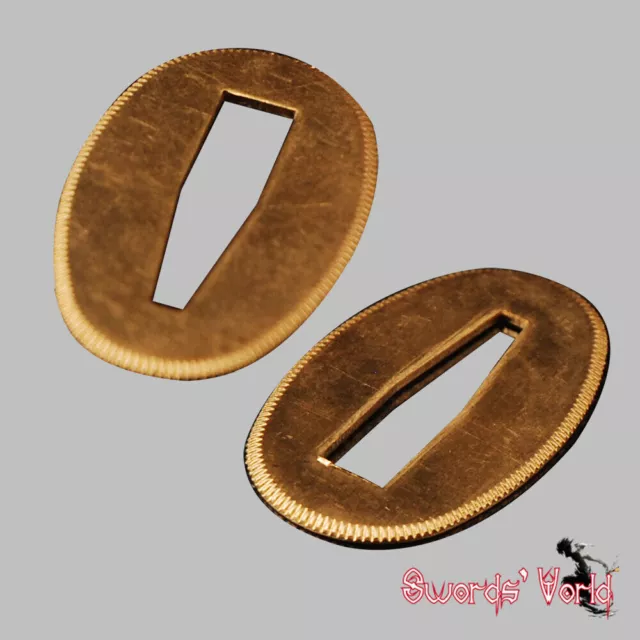 High Grade Brass Gold Seppa Swords Spacer 2 Pieces For Japanese Wakizashi