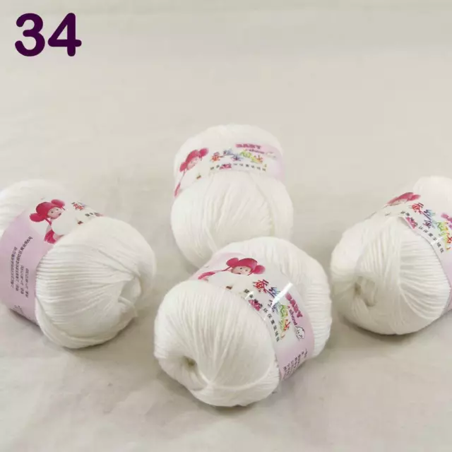 Sale 4 Balls x 50g DK Baby Soft Cashmere Silk Wool Hand Knitting Crochet Yarn 34