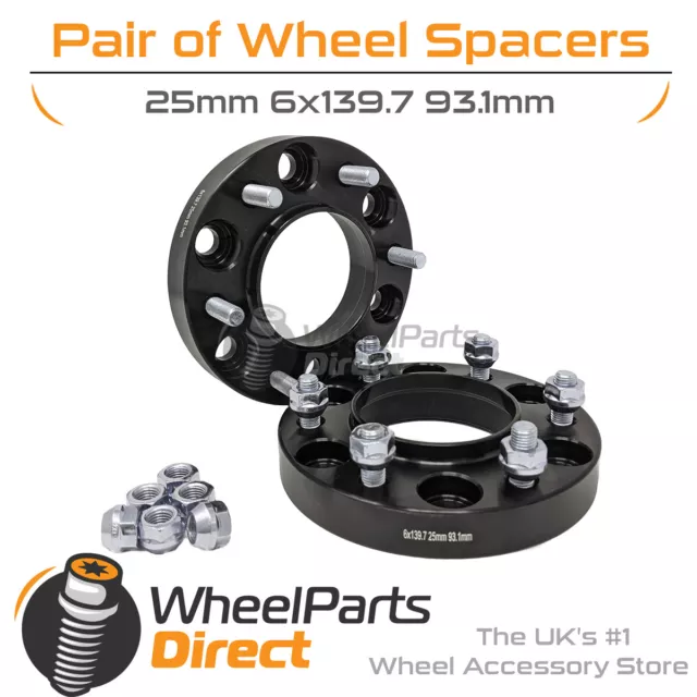 Wheel Spacers 25mm (4) Spacer Kit 6x139.7 93.1 +Nuts For Ford Ranger All Models