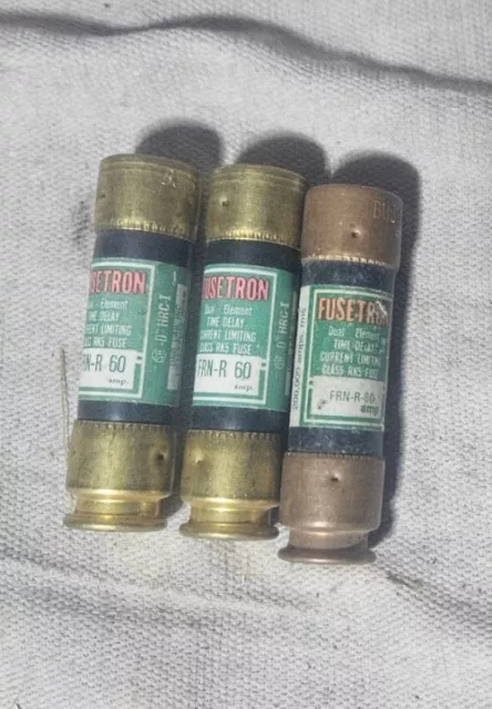 Bussman Fusetron FRN-R-60 Dual Element Time Delay Fuses 60A 250V **LOT OF 3**