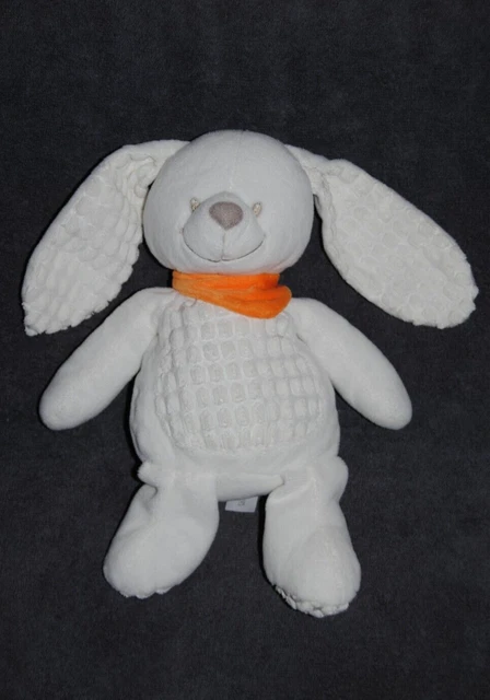 Peluche Doudou Lapin Blanc SIMBA KIABI NICOTOY Bandana Echarpe Orange 28 Cm TTBE
