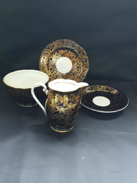 Royal Grafton Black and Gold Side Plate, jug, sugar bowl or saucer #ca2