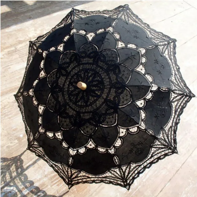 Mini Vintage Women Lace Parasol Umbrella Handmade For Bridal Wedding Photo Prop