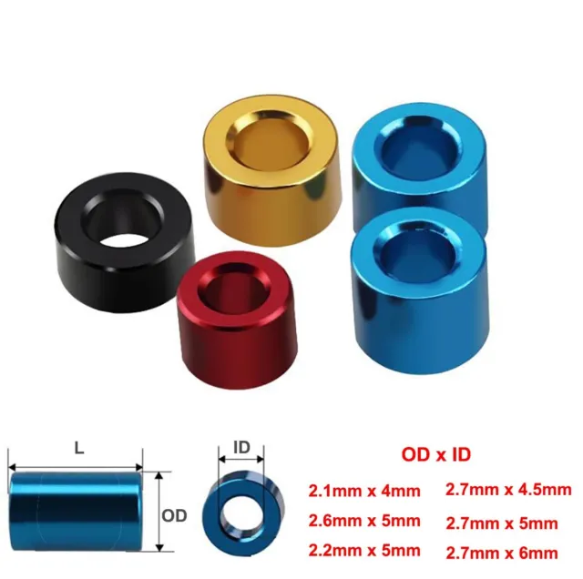 M2 Aluminum Alloy Bushing Gasket Color Round Sleeve Unthreaded Spacers Standoff
