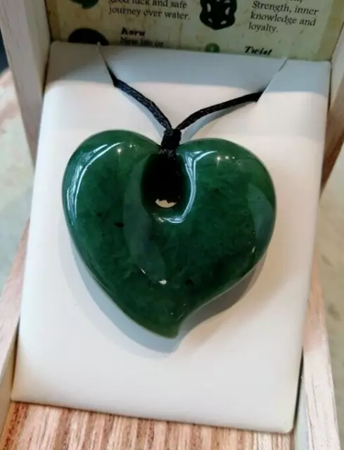 New Zealand designed Jade Large size heart shape Pendant necklace 35mm L