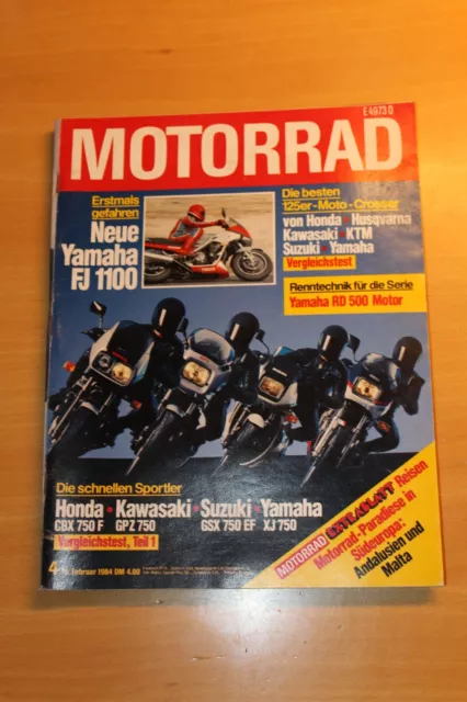 Motorrad, Nr. 4/84, Yamaha FJ 1100/ Honda CBX F/ Suzuki GSX 750 EF ,gelesen