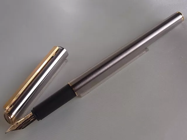 Dunhill Gemline Fountain Pen 14K Nib Steel Matte Finished GT