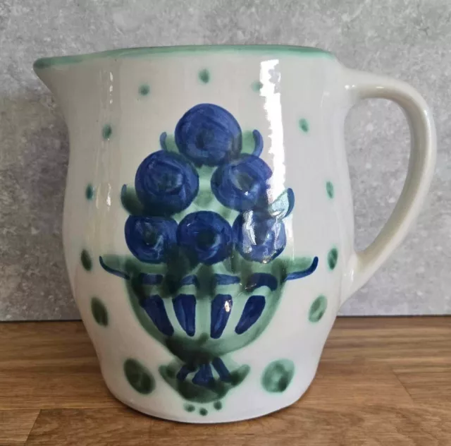 MA Hadley Pottery Blueberry Bouquet Farmhouse Crock Pottery Pitcher FREE US SHIP