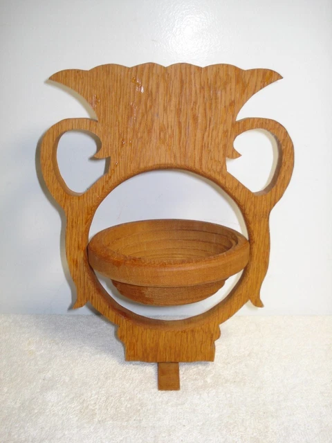vtg Wooden Folding Collapsible urn Fruit Bread Basket trivet hotplate handmade