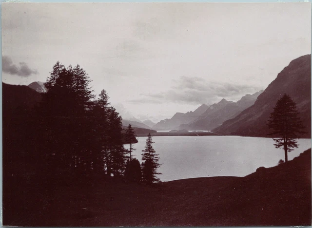 Suisse, Grisons, Le lac de Silvaplana, Vintage print, circa 1895 Tirage vintage