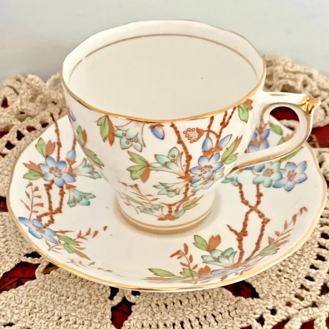 VTG Bone China Tea Cup Saucer Duo Picta by Rosyln circa 1950s England