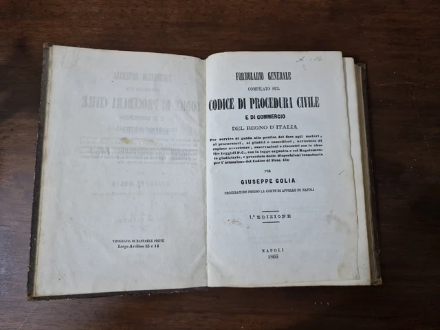 Formulario generale Codice di procedura Civile e di Commercio 1866