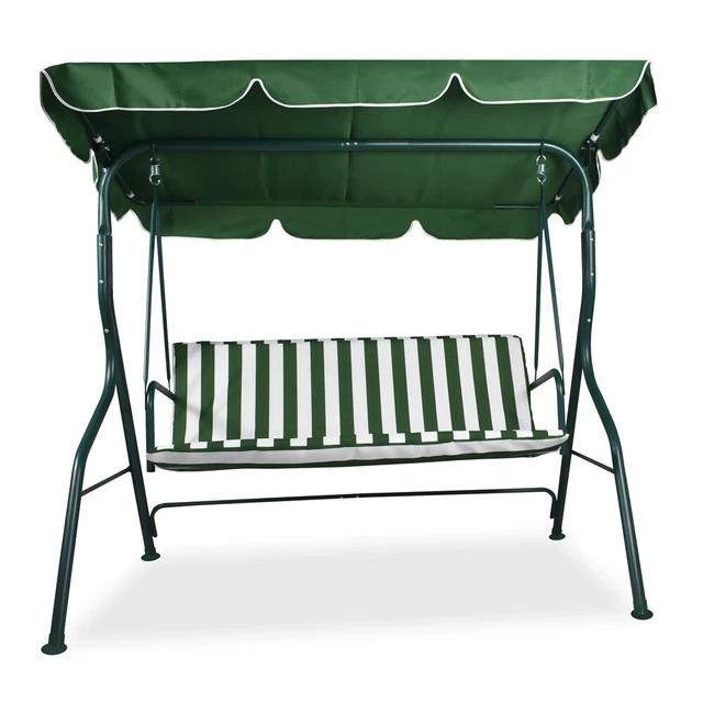 Dondolo Giardino VERDELOOK Amalfi - 3 Posti, Tettuccio, Grigio, Struttura Acciaio, 178x113x165 Cm - Foto 6