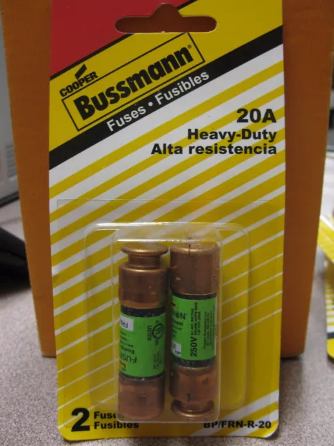 Cooper Bussmann 250V 20A Fuse (2) Pack #BP/FRN-R-20  New in Package Free Ship