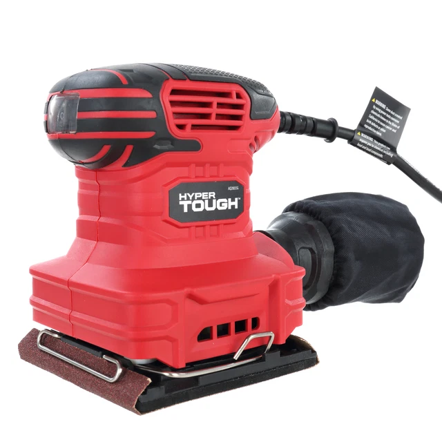 Hyper Tough 2 AMP Corded 1/4 Sheet Palm Sander with Dust Bag, Vacuum Hose Adapte